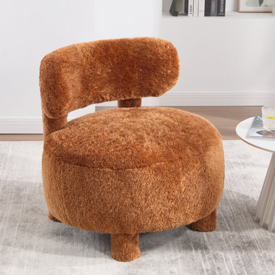 Chaise d'appoint en fourrure de couleur kaki avec pieds ergonomiques et en bois massif pour la chambre à coucher ou le salon - siège de 13 po d'épaisseur, capacité de 250 lb, installation en 30 minutes, nettoyage des taches sur le côté de la pantoufle
