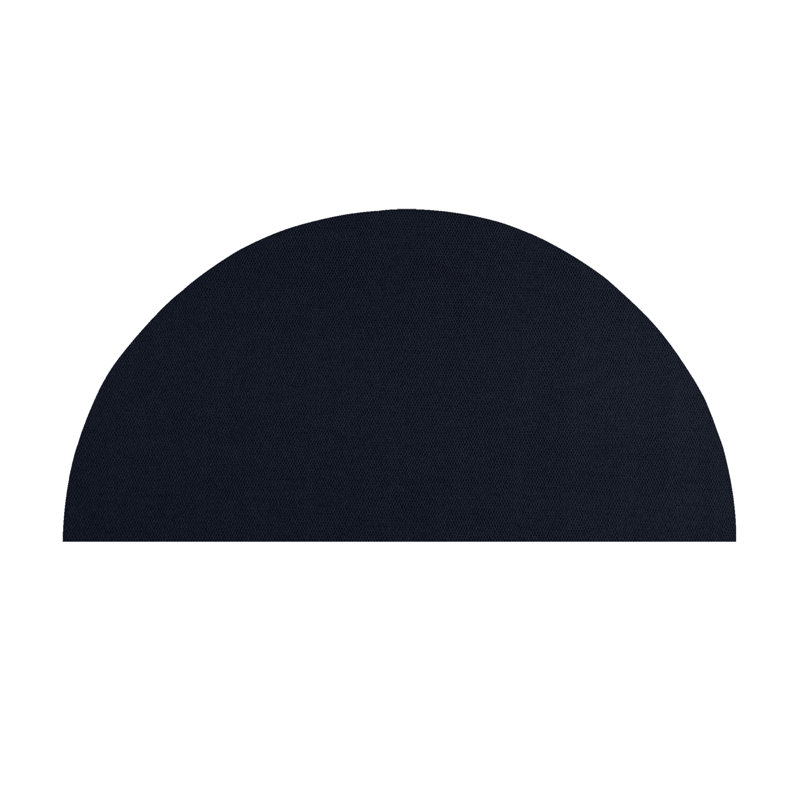 Tapis intérieur / extérieur bleu tissé à la machine Gatian, Demi-cercle 5 pi 6 po x 11 pi