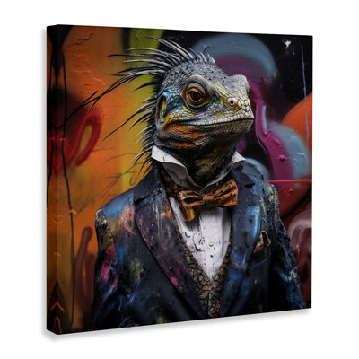 Urban Graffiti Iguana Canvas Wall Art by Lazar Studio