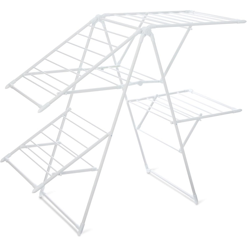 Séchoir à linge pliable à 4 ailes avec 33 poteaux - capacité de 70 lb en métal antirouille pour l'intérieur et l'extérieur