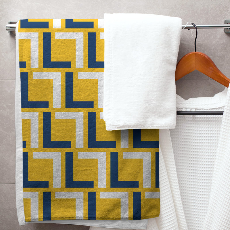 Bath Towel, Gold/Navy Blue/White