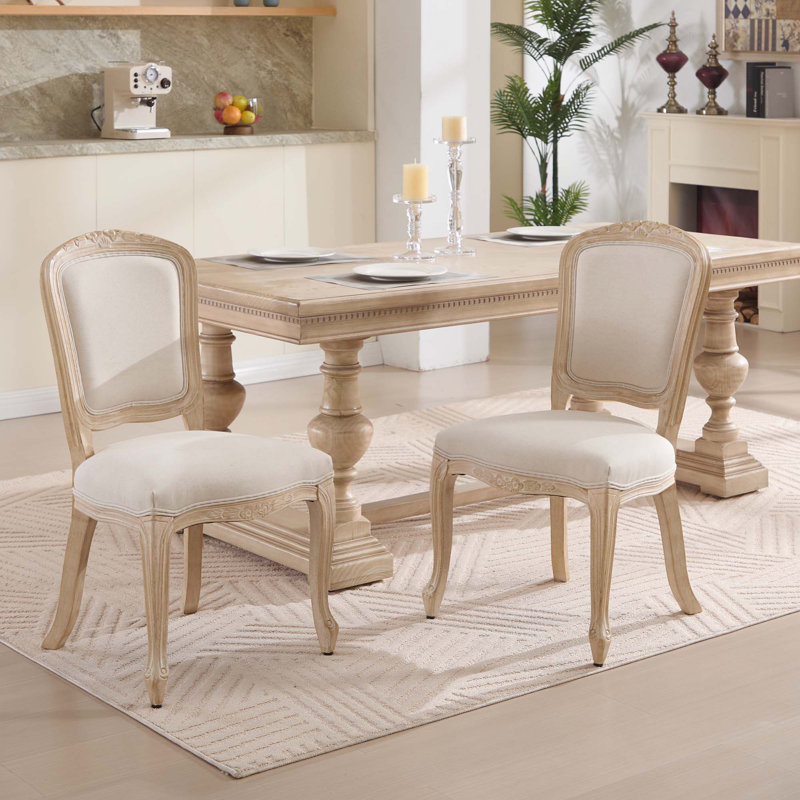 Chaises de salle à manger French Country, Arrière beige en forme d'éventail