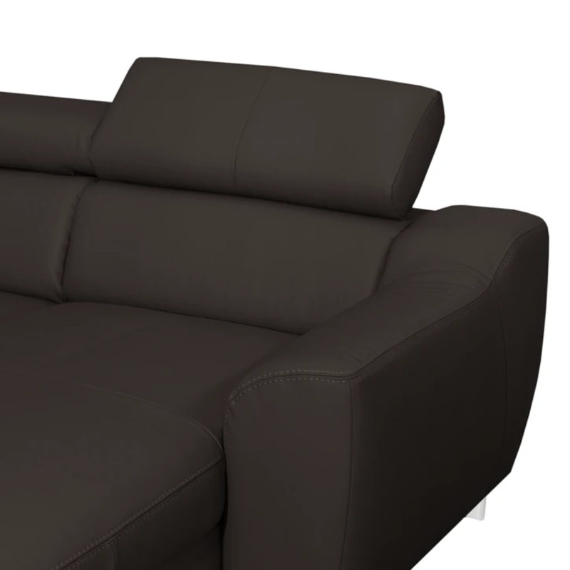 Avais Leather Large Corner Sofa in U-form, Dark Brown, Yes, Left Hand Facing