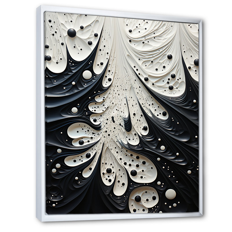 Minimalisme Stingray, peinture en noir et blanc - impressions d'art mural Stingray, Cadre flottant blanc