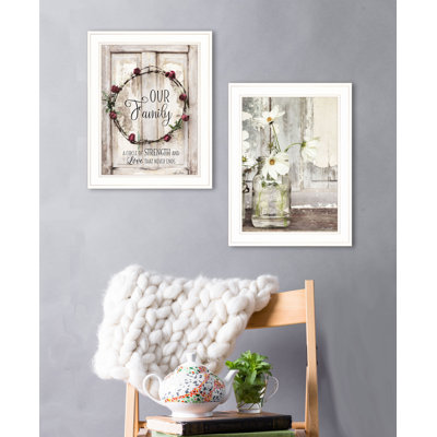 Our Family Blossoms 2-Piece Vignette Framed Wall Art for Living Room Home Wall Decor By Lori Deiter