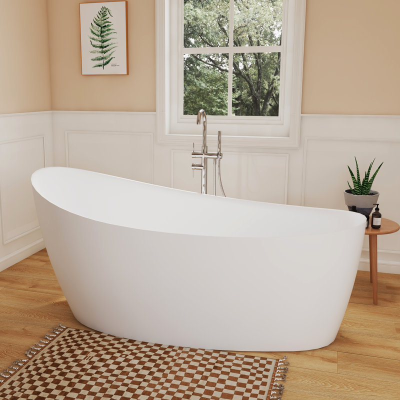 Baignoire profonde autoportante à surface solide de 65 po Fslefay