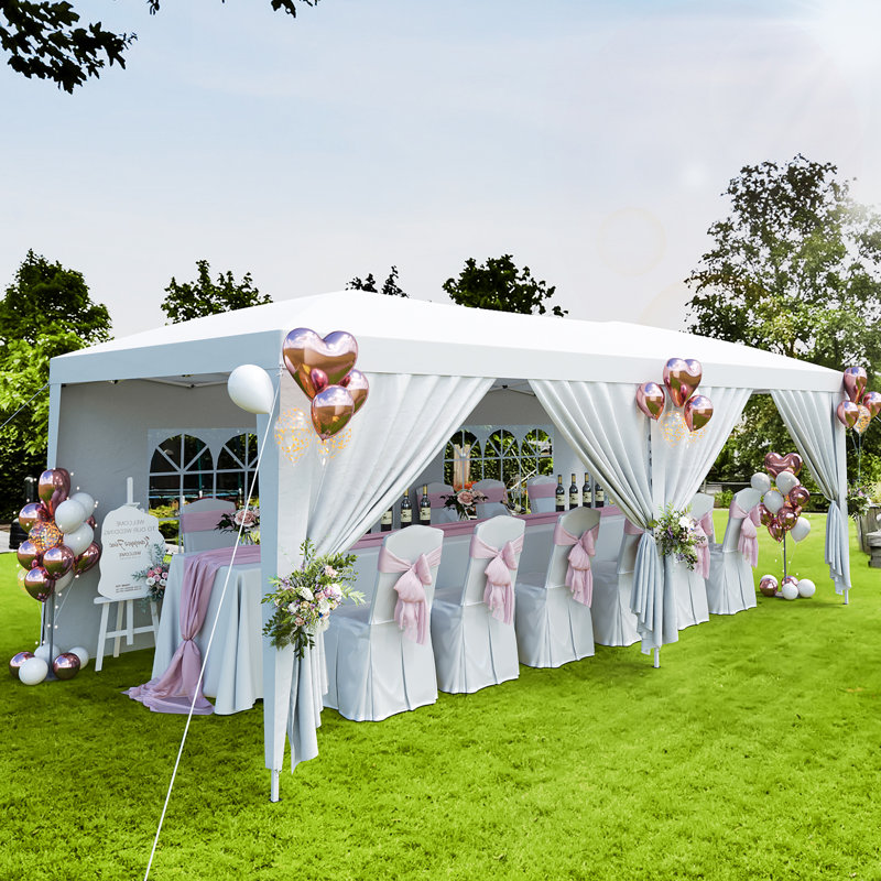 Auvent robuste pliable 10 x 20 pi avec housse imperméable et 6 parois latérales amovibles, 3 hauteurs réglables et installation rapide pour un pavillon de fête ou des événements