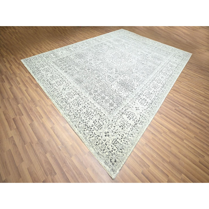 Tapis oriental rectangulaire en laine noué à la main 10 pi 0 po x 14 pi 0 po - MOA10276548