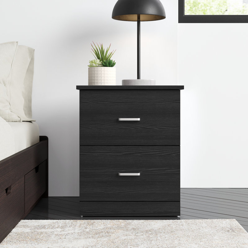 Allyannah 23.6" 2-Drawer Nightstand, Set of 2, Black Oak