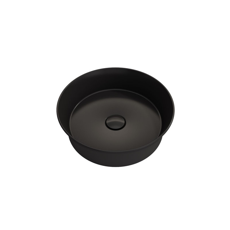 BOCCHI Sottile 15.04'' Fireclay Circular Bathroom Sink, Matte Black
