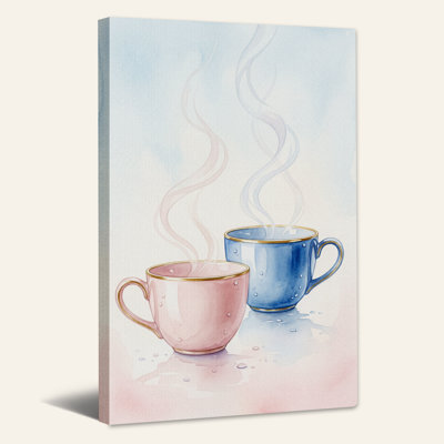 Art mural sur toile rose et bleu