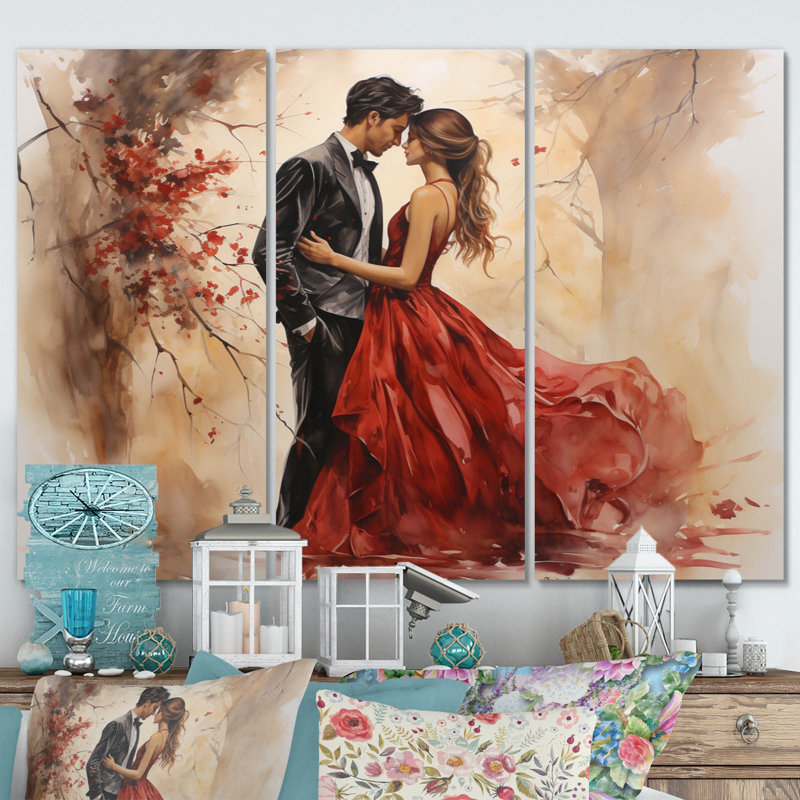 Couple de mariage, amour éternel sur toile, 3 pièces, H 28 po x l 36 po x P 1 po