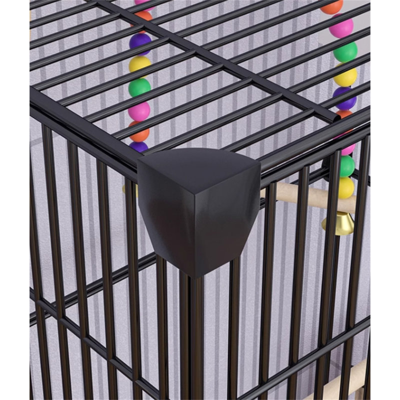 Cage à oiseau avec roulettes 35,82 po Frantell, Noir