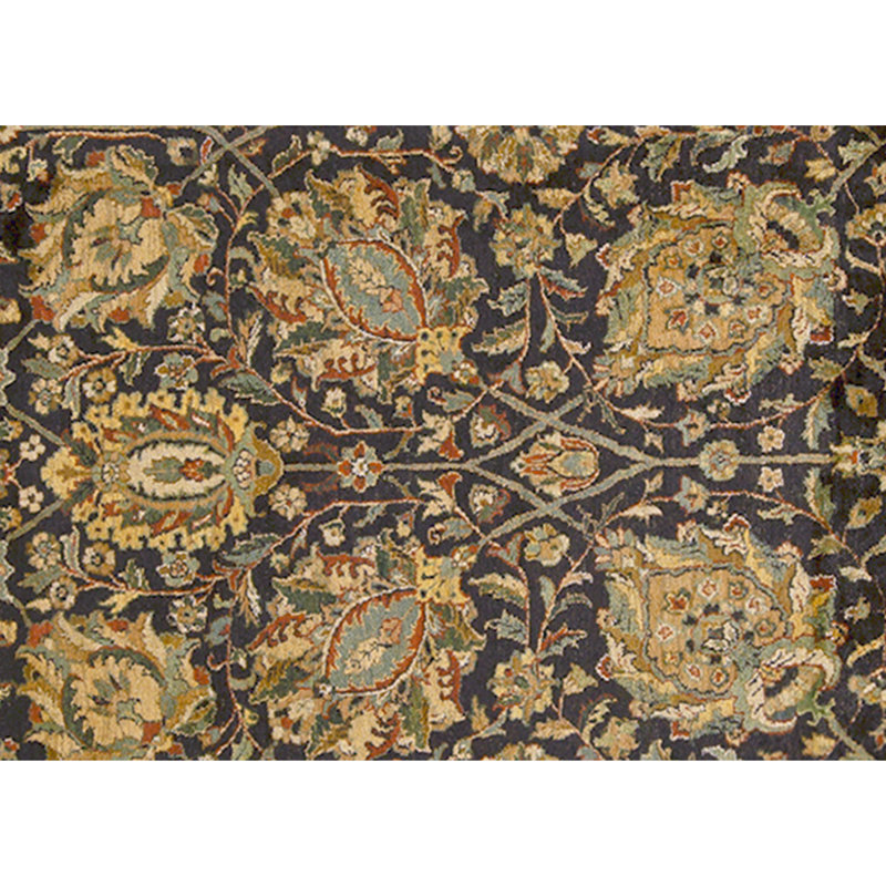 Tapis noir et crème noué à la main de haute qualité