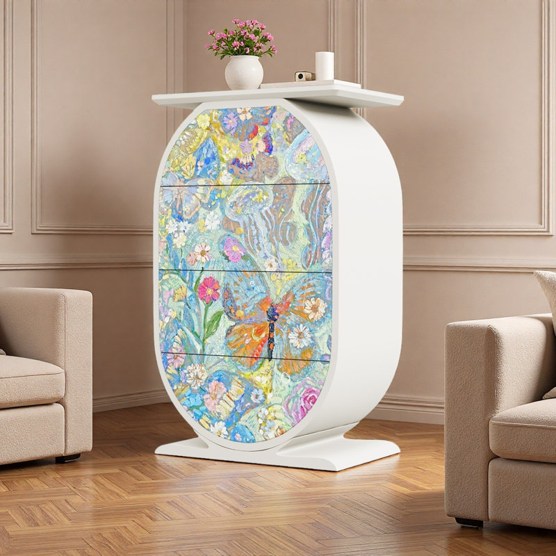 Commode 4 tiroirs French, Ivoire ivoire