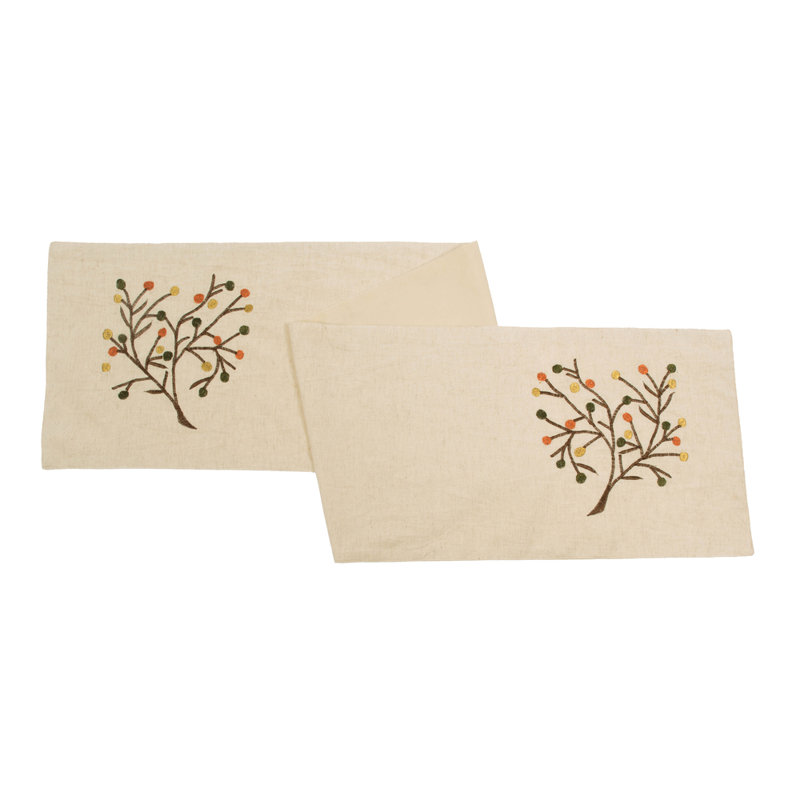 Collection de textiles de Noël Tierra Harvest Branch, 60 po x 12 po, Beige