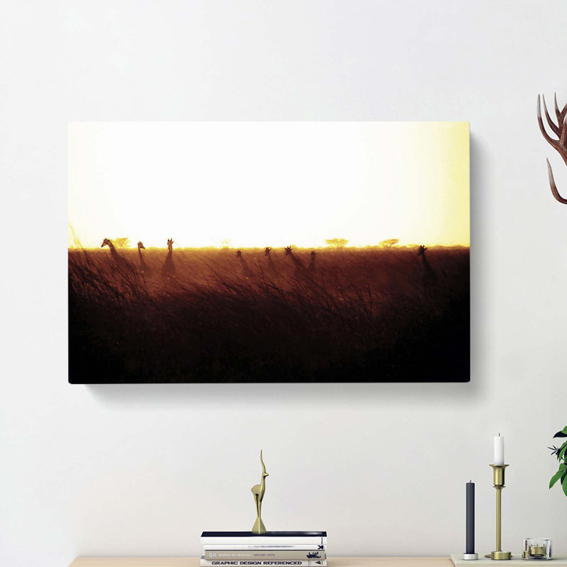 Giraffes at Sunset - Wrapped Canvas, 35cm H x 50cm W x 3cm D