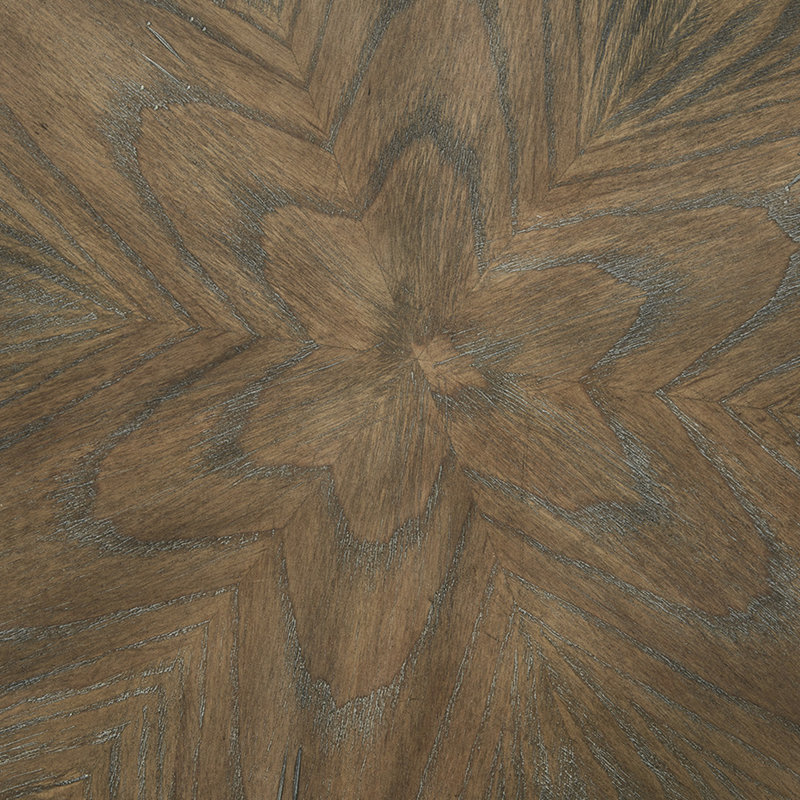 Table d'appoint ronde avec plateau en bois de noyer récupéré et placage de frêne, base noire fabriquée à la main, assemblage requis, surface de placage de 22,28 po de diamètre x H 23 po