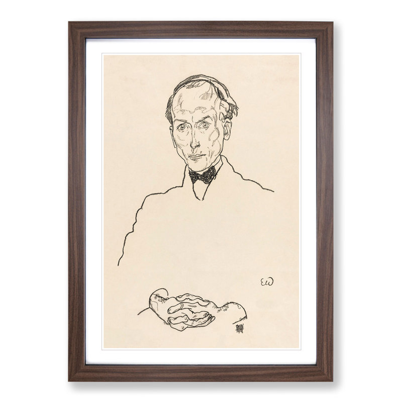 Dr. Ernst Wagner by Egon Schiele - Picture Frame Painting, Walnut Framed, 48cm H x 36cm W x 2cm D