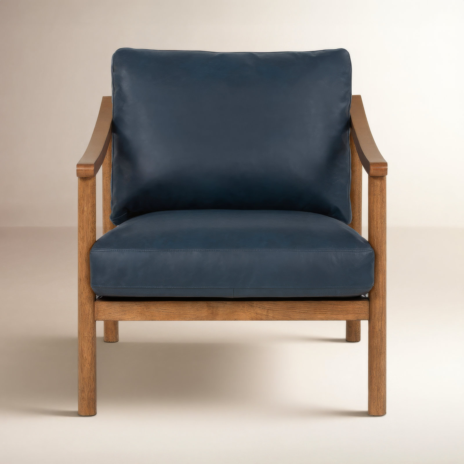 Genuine Leather Side Chair, Oxford Blue Genuine Leather