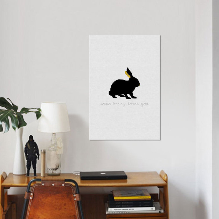 « some lapin aime you », impression sur toile, H 12 po x l 8 po x P 0,75 po, Toile tendue, Pas de tapis