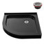 Base de douche 36 po x 36 po en acrylique noir brillant avec bonde de coin, bonde incluse-114639141