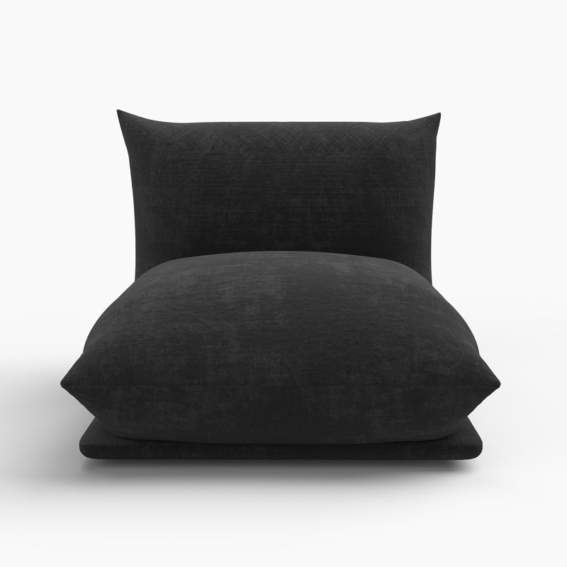 Chaise sans accoudoirs en tissu de chenille Minarik, Noir