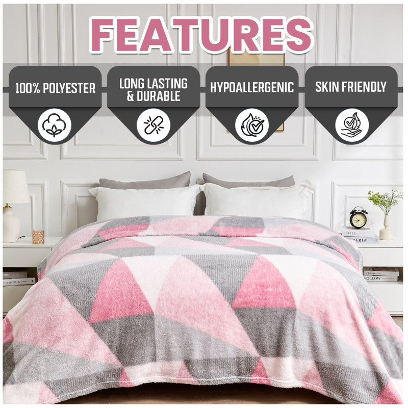 Standard Throw Blanket, Pink, 130cm W x 180cm L