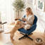 HOMCOM Swivel Accent Chair Velvet-Feel Fabric Armchair Dark Blue