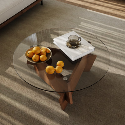 Robledo rond avec plateau en verre
