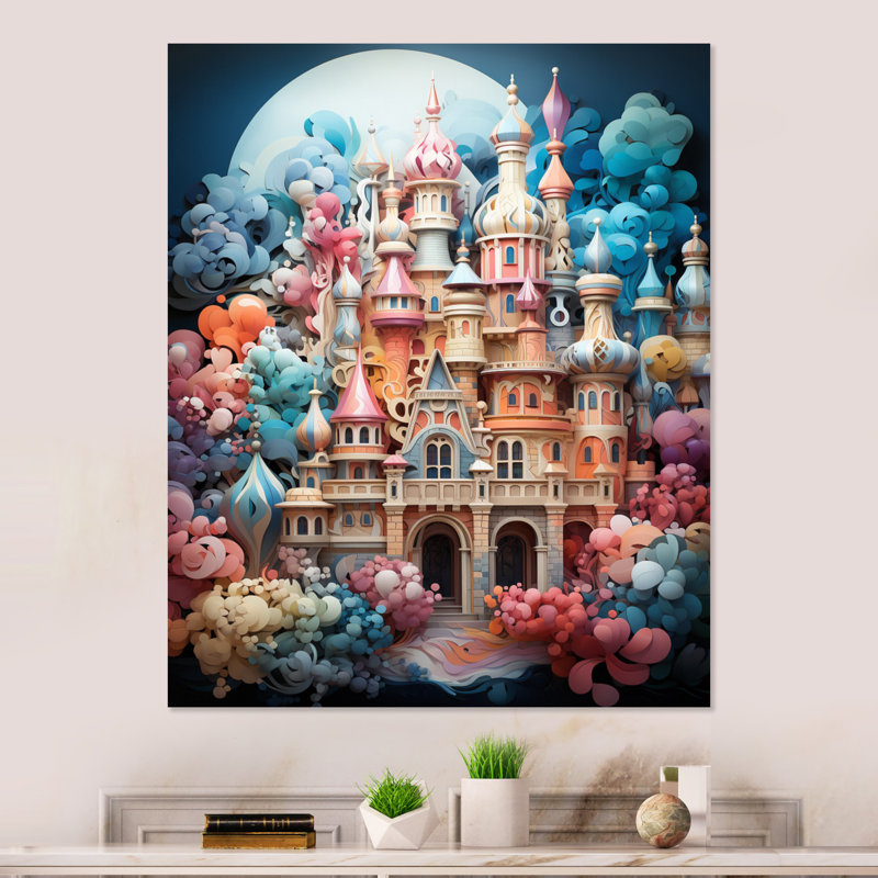 «Castles Whimsical Wonder Pastel I», reproduction d'art en métal, H 40 po x l 30 po x P 1 po