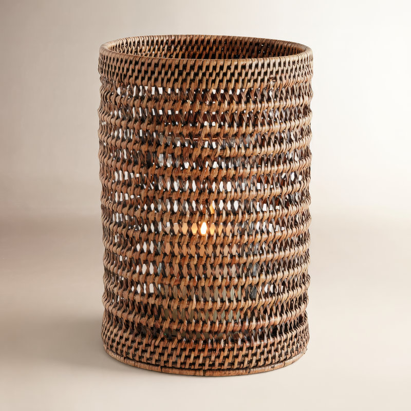 BURMA RATTAN HURRICANE SMALL, 12.60" H x 8.66" W x 8.66" D, Brown
