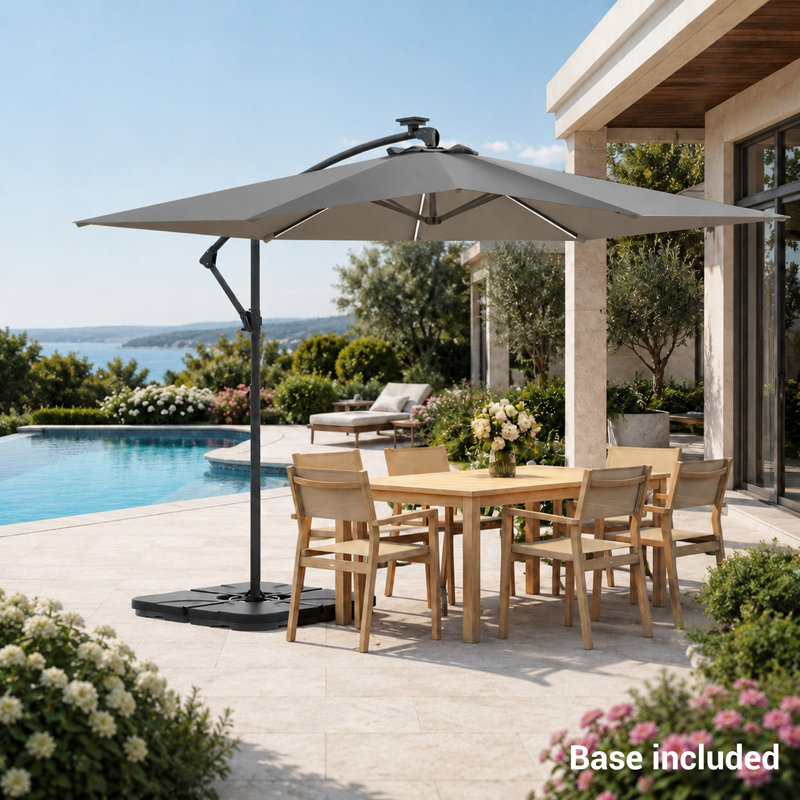 Parasol en porte-à-faux 98,4 po Doraine, gris