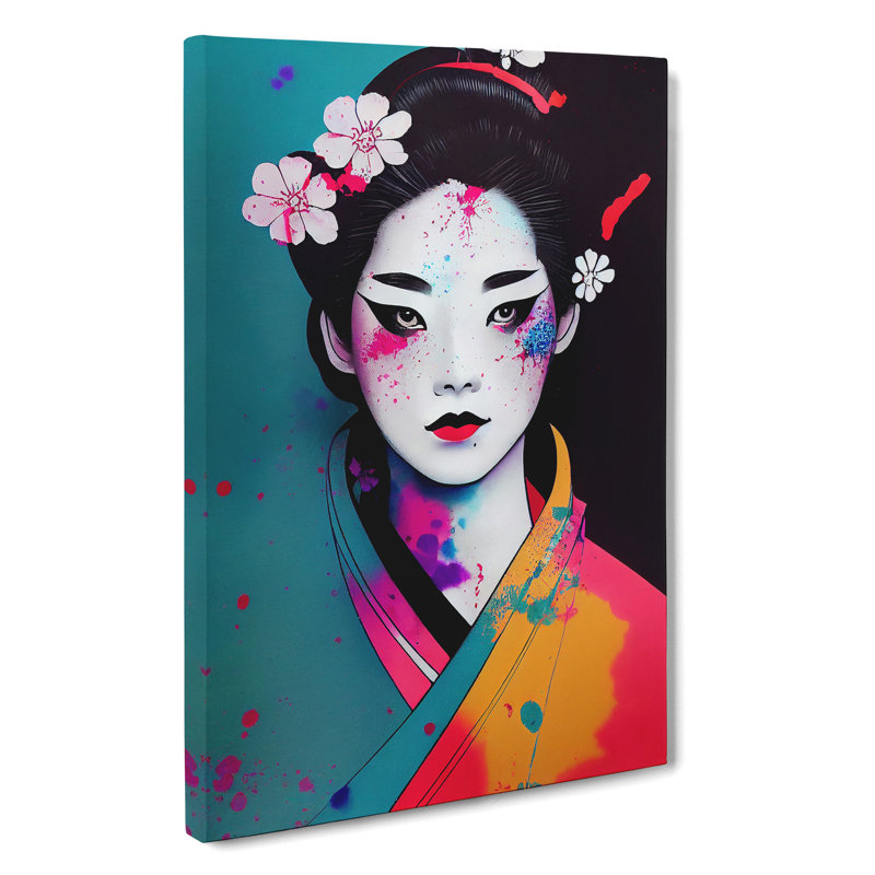 Splashed Geisha No.1 - Wrapped Canvas Print, 50cm H x 35cm W x 3cm D