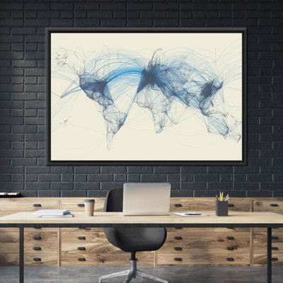 World Air Traffic Flight Route Map Canvas Wall Art for Aviation Enthusiasts and Home Decor