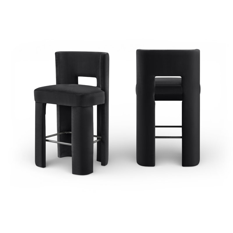 Tabouret de bar Zuno, Velours noir