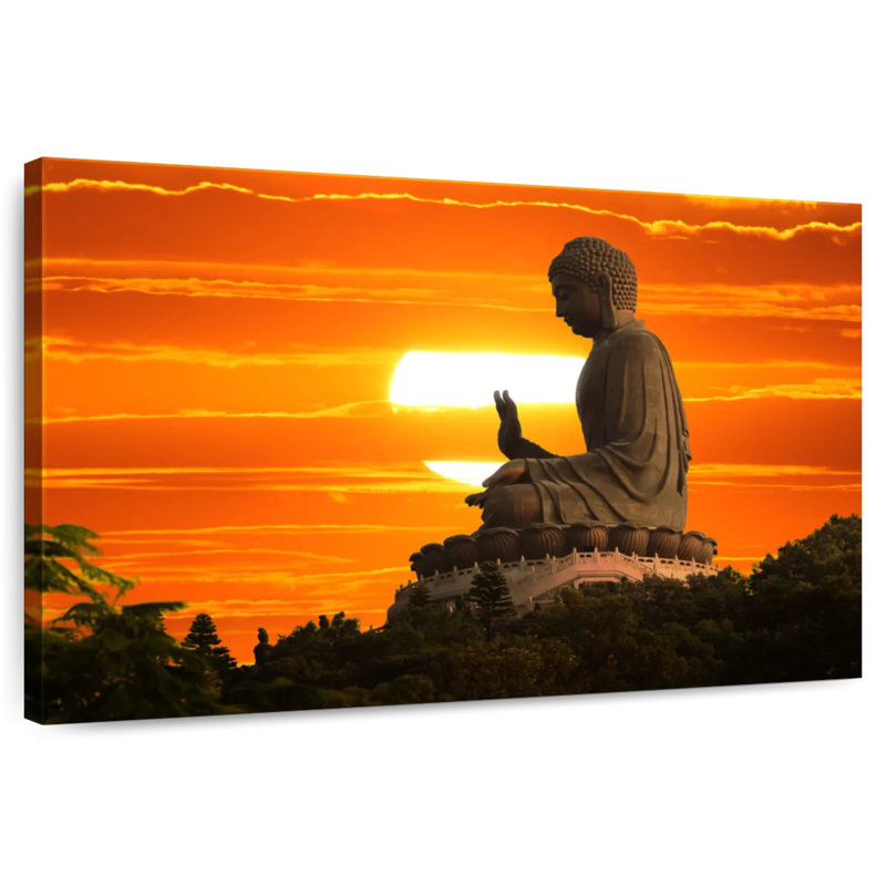Bouddha Kerrick au coucher du soleil, H 32 po x l 48 po