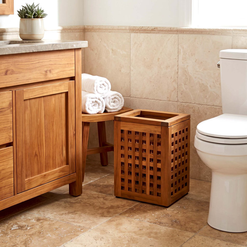 Grate Teak 6 Gallon Waste Basket