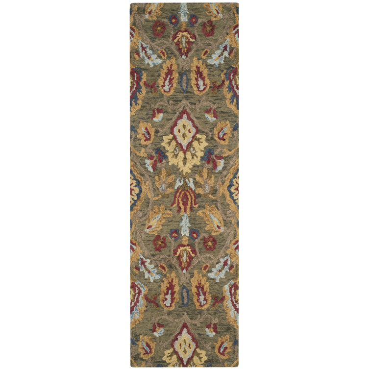 Tansy Handmade Wool Green / Multi Rug