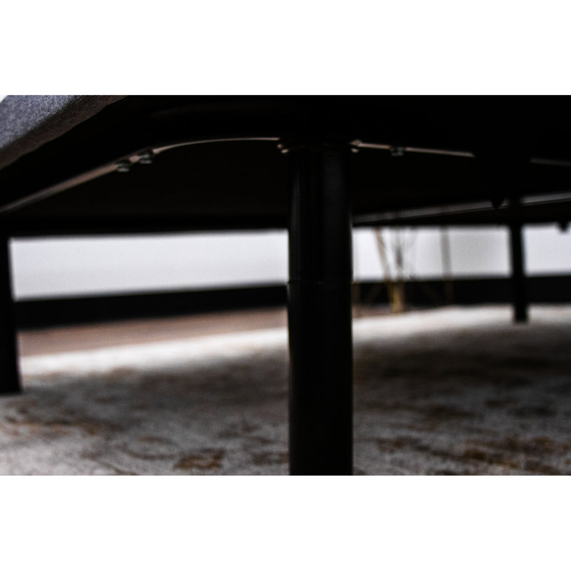 Base plateforme simple tapissier Twin Xl X Series - look moderne, hauteurs réglables de 4 po à 8 po, capacité de charge de 1000 lb, tissu gris, acier, cadre gris articulé pliable, structure en acier à pieds, articulé, facile