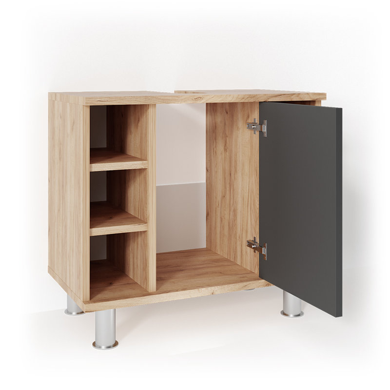 Harek 60cm Single Bathroom Vanity Base Only in Brown/Black