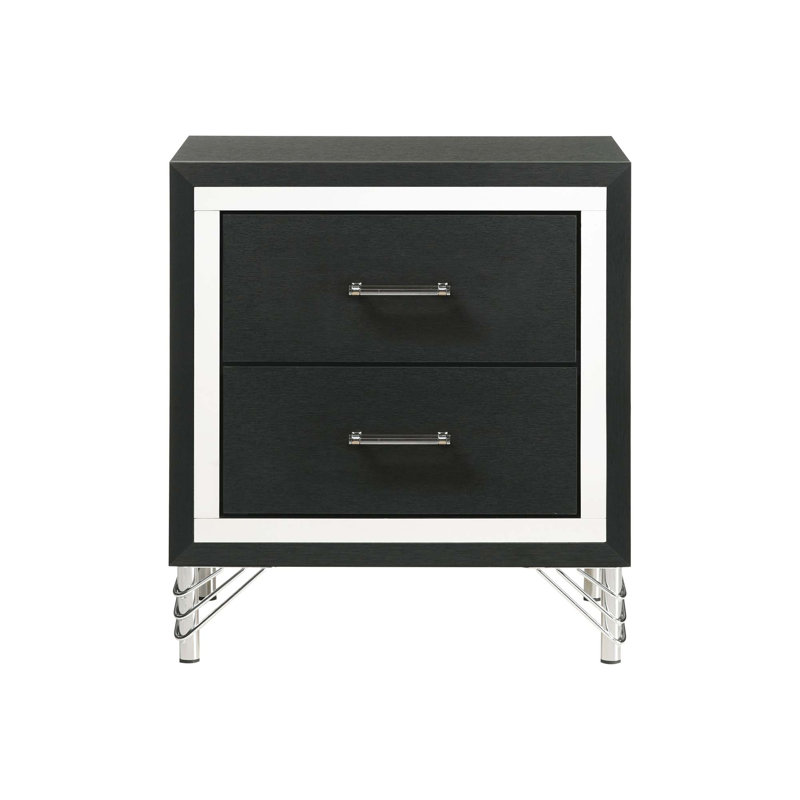 Malcolm Black 2-drawer Nightstand Bedside Table