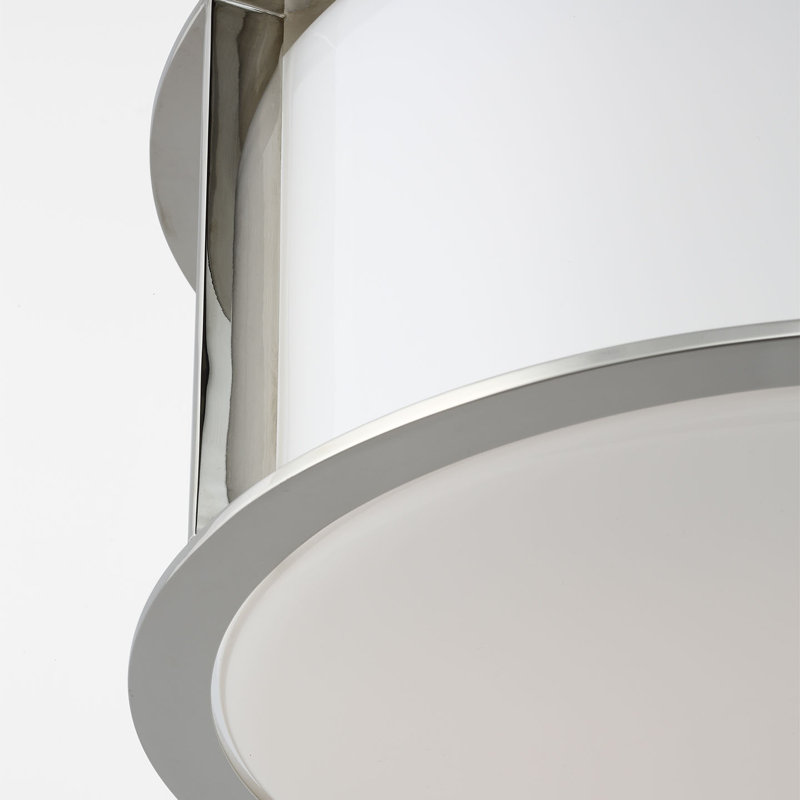 Barbara Barry Phinn 13" Flush Mount with White Glass, Polished Nickel, Steel