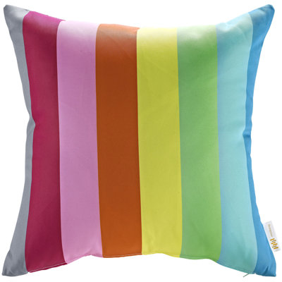 Modway Outdoor Indoor All Weather Patio Throw Pillow in Rainbow