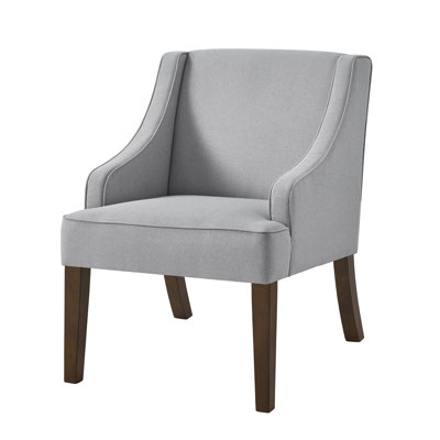 Linen Upholstered Armchair with Solid Wood Legs