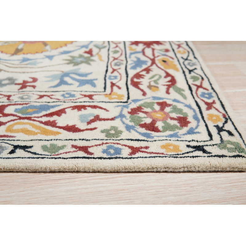 Hand Tufted Wool Floral Area Rug, 8' x 10'