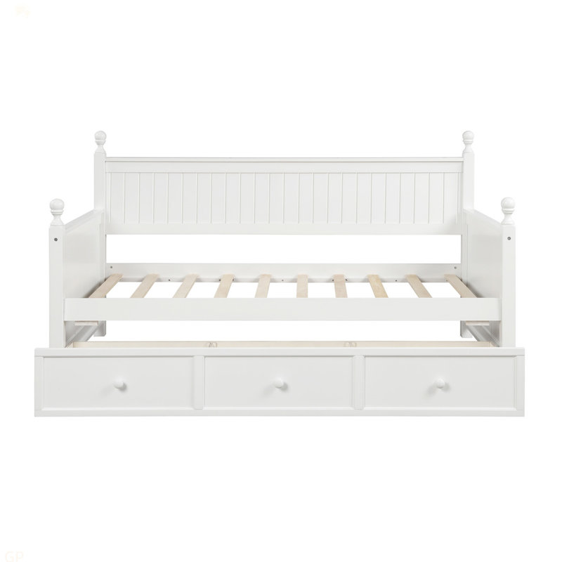 Wood Daybed With Three Drawers ,Twin Size Daybed, White