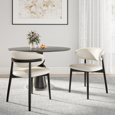 Chaises de salle à manger modernes en bois massif, chaises d'appoint rembourrées en cuir de polyuréthane, aucun assemblage requis pour la cuisine et le salon