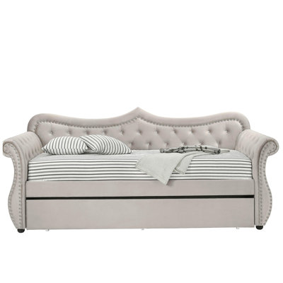 Adkins Beige Linen Daybed W/Trundle (Twin)