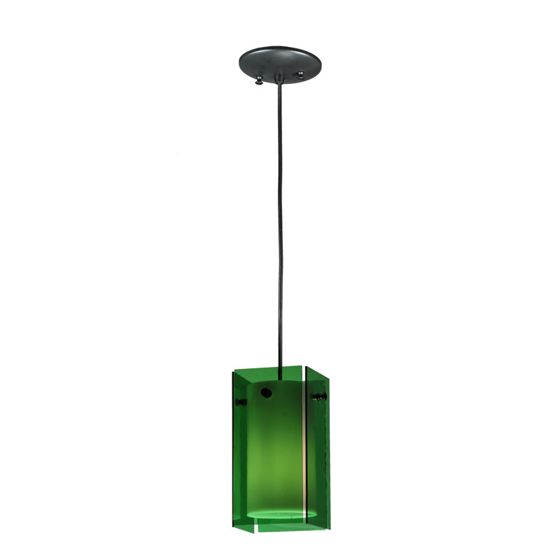Luminaire suspendu rectangulaire 1 lumière, Vert, Argent